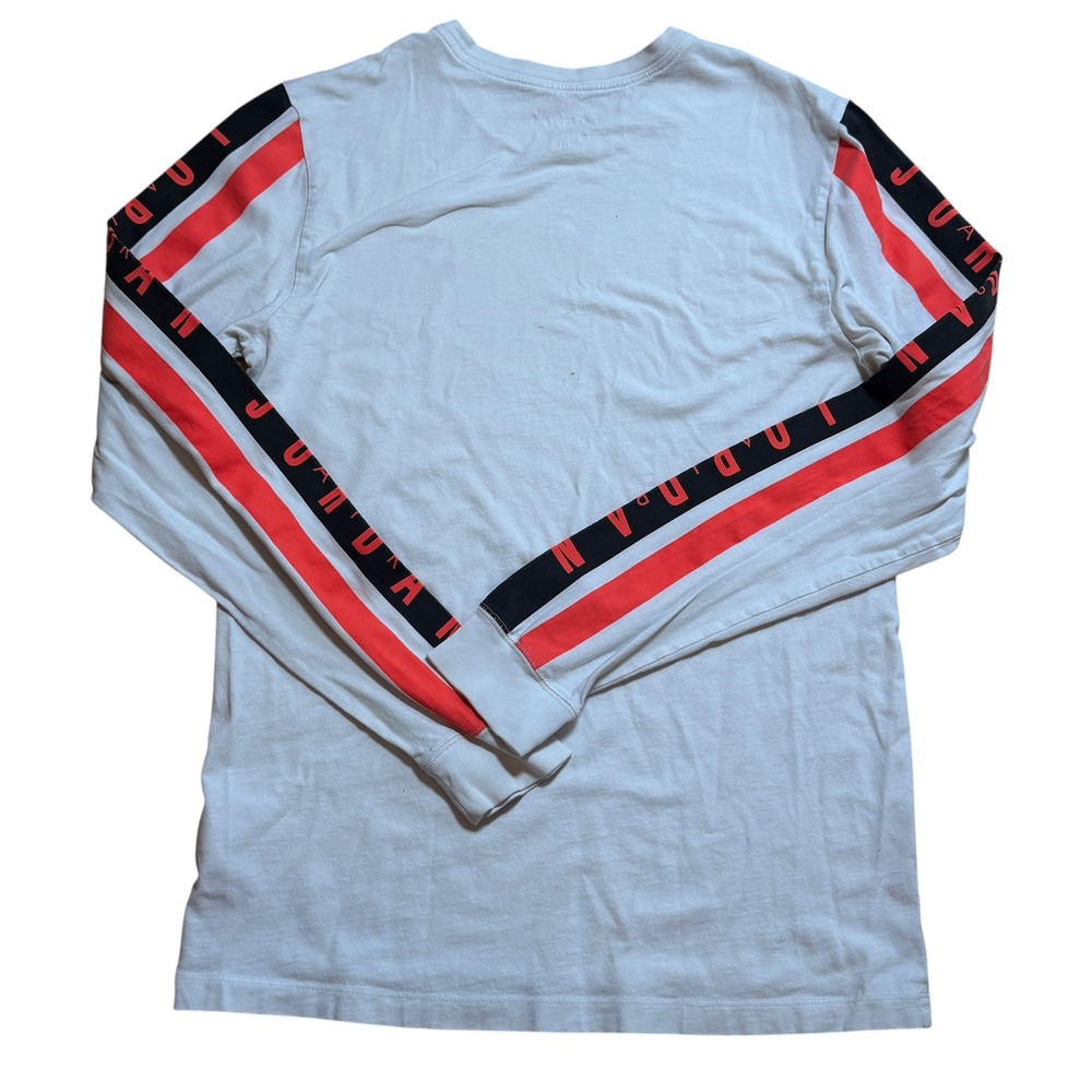 Jordan Long Sleeve T-Shirt Mens Small White Good Cotton Sleeve Logo Taping
